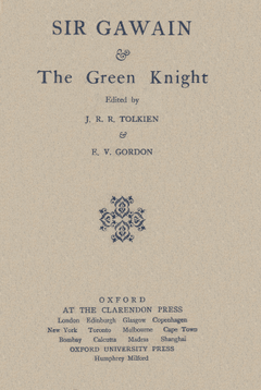 Cover of Sir Gawain and the Green Knight (edited with E.V. Gordon), 1925 First Edition